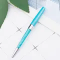 Turquoise metal ballpoint pen with sparkling crystal filling, elegant stationery gift pen variant. - Light Blue