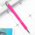 Metal retractable ballpoint pen with pink aluminum barrel and silver accents for office. - Bullet Tip 1.0 / Painted Rose Red