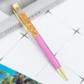 Bolígrafo elegante con hojas de oro y aceite, bolígrafo de metal rosa para oficina y escuela. - Lavanda Clara