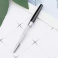 Elegant crystal metal ballpoint pen with sparkling rhinestones, perfect for office and school. - Black (White Rhinestone)