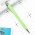Metal ballpoint pen with light green aluminum barrel, silver clip and decorative rings for writing. - Bullet Tip 1.0 / Spray Painted Candy Green