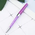 Purple crystal metal ballpoint pen with sparkling rhinestones, elegant stationery for school. - Violet