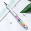 Creative colorful crystal ballpoint pen metal twist stationery for students and office use. - Spray Silver