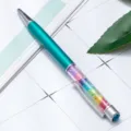 Creative metal ballpoint pen with colorful crystal stones inside, smooth writing. - Peacock Blue