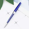 Blue crystal metal ballpoint pen elegant sparkling rhinestone office school stationery gift. - Transparent Blue