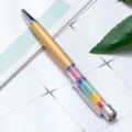 Gold metal ballpoint pen with colorful crystal stones, twist action office stationery. - Champagne Gold
