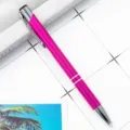 Metal push ballpoint pen with pink aluminum barrel, smooth writing office stationery item. - Bullet Tip 1.0 / Transparent Rose Red