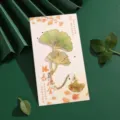 Classical Chinese style metal ginkgo leaf bookmark with delicate chain pendant and card. - Golden Ginkgo (Simple Packaging)