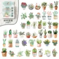 Autocollants de plantes en pots emballés, set de 45 autocollants d'aquarelle pour journal. - Plantes en Pot Ensoleillées / 45 Pièces/Paquet