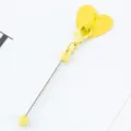 DIY crochet adhésif cœur en métal avec fermoir mousqueton et tige perlée pour le bureau. - Jaune Bonbon