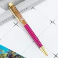 Penne a sfera rosa con foglia d'oro liquida e splendidi dettagli metallici per scuola. - Rosso Rosa Scuro