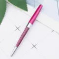 Elegant pink metal ballpoint pen with sparkling crystal rhinestones for office and school. - Dark Rose Red