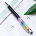Colorful crystal ballpoint pen metal rotating stationery gift black and rainbow variant - Black