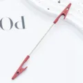 Metal alligator clip memo card holder DIY beading long rod note clip desk organizer - Bright Red