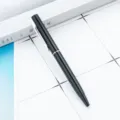 Short black twist ballpoint pen portable office school supply metal clip mini pen stylish design - Black