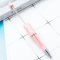 Ροζ γκλίτερ DIY στυλό με χάντρες, μεταλλικό σώμα σε ντεγκραντέ και ειδικό πώμα. - Φθορίζον ροζ