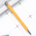 Orange metal ballpoint pen with click mechanism, aluminum barrel and silver clip. - Bullet Tip 1.0 / Spray Painted Orange-Yellow