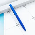 Portable mini metal ballpoint pen in bright blue, ideal for office, school, and daily writing. - Dark Blue