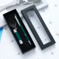 Gift pen and mini flashlight set with touch screen stylus and elegant black box for business. - Dark Green