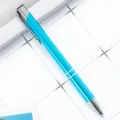 Turquoise metal ballpoint pen, smooth aluminum barrel, click mechanism, daily office writing tool. - Bullet Tip 1.0 / Transparent Candy Blue