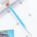 Penna a sfera in metallo sfumato blu con cuore oro rosa, cancelleria regalo creativa. - Sfumatura Bianco e Blu