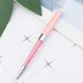 Pink crystal ballpoint pen, stylish metal pen with sparkling diamond filling for office stationery. - Pink