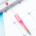 Δημιουργικό DIY ροζ γκλίτερ ντεγκραντέ στυλό με λεπτή μεταλλική ράβδο για χάντρες. - Τριανταφυλλί Καραμέλα