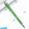 Green metallic retractable ballpoint pen with aluminum barrel for office business and promotion. - Bullet Tip 1.0 / Transparent Light Green