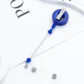 Blauwe kraal intrekbare badgehouder met metalen clip variant stijl artikel model - Draaibare Clip Stijl / Transparant Donkerblauw