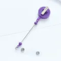 Paarse ophalende badgehouder met riemclip en ID-riem voor verpleegsterskaart en sleutels - Draaibare Clip Stijl / Massief Paars