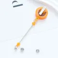Intrekbare badgehouder met oranje kralen en metalen clip voor sleutels en ID kaarten - Draaibare Clip Stijl / Transparant Oranje
