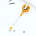 Uittrekbare badgehouder met kralen en metalen clip voor ID-kaarten en sleutels. - Draaibare Clip Stijl / Transparant Oranje
