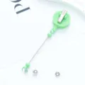 Groene intrekbare badgehouder rol met metalen clip voor sleutels en verpleegkundige. - Draaibare Clip Stijl / Massief Snoepjesgroen