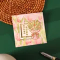 Segnalibro in metallo bouquet di tulipani con biglietto d'auguri, elegante regalo per lettori. - Tulipani (confezione standard)