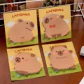 Set di foglietti adesivi carini con capibara e design di animali per cancelleria ufficio e scuola. - 4-book Set / 4-book Set