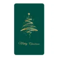 Biglietto d'auguri natalizio verde scuro con elegante stampa dorata e decorazione ad albero. - Albero di Natale / Biglietto Singolo Con Busta