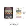 Set di nastro washi floreale con 5 rotoli di motivi decorativi botanici e geometrici, 1.0cm per 2m. - Stile Messaggio (SDRT250314-9) / 5 Rotoli