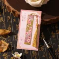 Chinesischer Metall-Hohllesezeichen mit Quaste und rosa Karte, Vintage-Buchmarkierung - Alles Läuft Gut / Einfache Verpackung