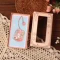 Set regalo segnalibro in metallo grazioso coniglietto pesca design elegante per libri. - Scatola regalo / Coniglio Pesca