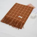 Gezellige bruine ruit winterschal met franjes, zachte en warme gebreide dames sjaal. - Stijl 1 / 68-190cm
