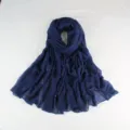 Dark blue sequin scarf for women, lightweight long shawl variant, elegant starlight design. - Navy Blue