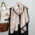Women lightweight linen scarf casual spring summer floral shawl breathable beach wrap - Pink