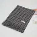 Grey plaid winter scarf with tassels, soft and warm classic grid design for women daily wear. - Style 5 / 68-190cm