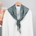 Fashion green paisley print silk scarf women elegant lightweight summer triangular shawl - Green Royal Floral