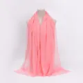 Pink cotton linen crinkled scarf with fringe edges, casual solid color women head wrap main. - 2 / 90*180(+-5)cm