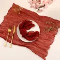 European style red cheesecloth table runner sheer gauze wedding party table decor fabric. - 50*50 / Rust Red