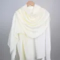 Spring solid color cotton linen long scarf women vintage outer shawl in elegant white variant - 180cm / Off White