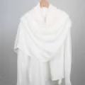 Solid white women shawl scarf versatile long draped elegant design comfortable fabric apparel - 180cm / White