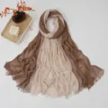 Gradient Brown White Women Scarf Fringe Long Shawl Elegant Fashion Winter Wrap - Gradient #13