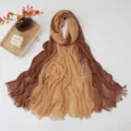 Gradient cotton scarf for women, long fringe design, soft and stylish autumn winter shawl. - Gradient #14
